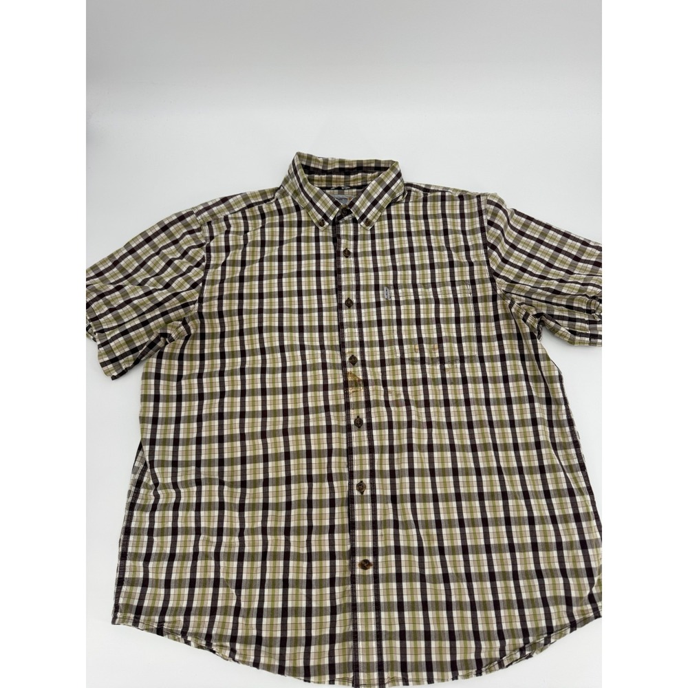 Carhartt Shirt Mens 2XL Multicolor Cotton Plaid Workwear Relaxed Fit Button Down